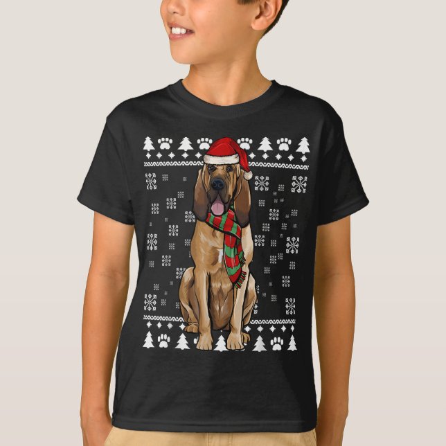 Bloodhound Hund Weihnachtsmannmütze Weihnachten We T-Shirt (Vorderseite)