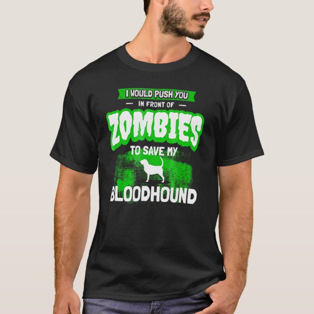 Bloodhound Hunde Humor Zombie T-Shirt (Vorderseite)