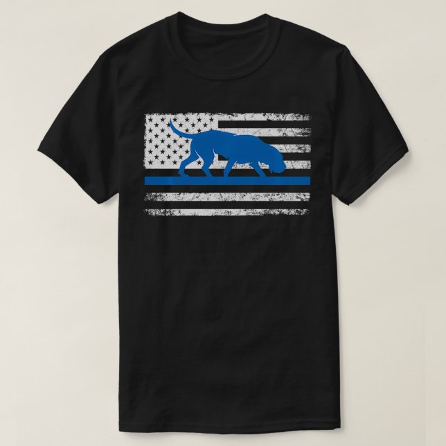 Bloodhound K9 Police Officer USA Flag Thin Blue Li T-Shirt (Design vorne)