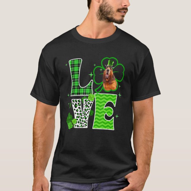 Bloodhound Kleeblatt Lucky C Irish St Patricks Day T-Shirt (Vorderseite)
