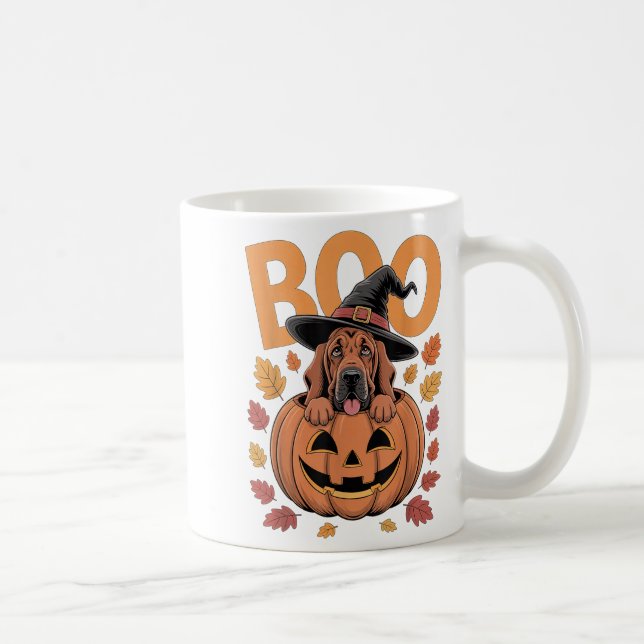 Bloodhound-Kostüm auf KürbisHalloween Bloodhound Kaffeetasse (Rechts)
