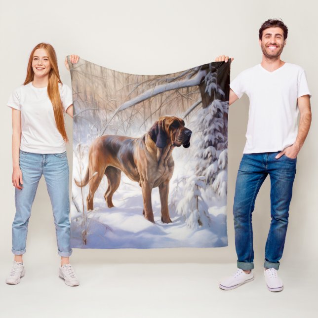 Bloodhound lassen es Weihnachten schnee Fleecedecke (Beispiel)