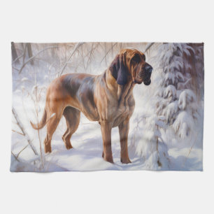 Bloodhound lassen es Weihnachten schnee Geschirrtuch