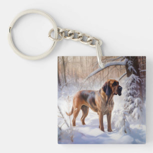 Bloodhound lassen es Weihnachten schnee Schlüsselanhänger