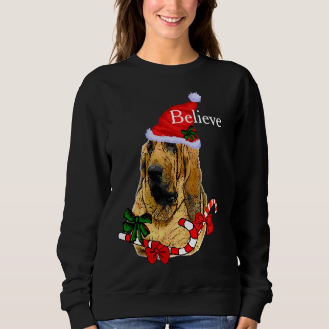 Bloodhound Liebhaber Weihnachten froh Sweatshirt (Vorderseite)