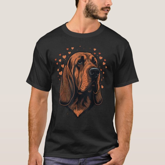 Bloodhound Love Heart for Valentines Day on Bloodh T-Shirt (Vorderseite)