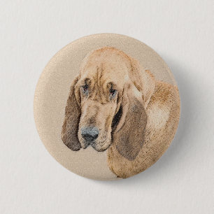 Bloodhound-Malerei - Niedliche Original Hunde-Kuns Button