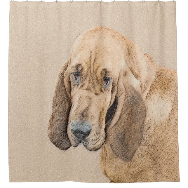 Bloodhound-Malerei - Niedliche Original Hunde-Kuns Duschvorhang (Vorderseite)