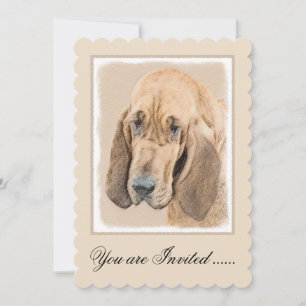 Bloodhound-Malerei - Niedliche Original Hunde-Kuns Einladung