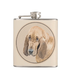 Bloodhound-Malerei - Niedliche Original Hunde-Kuns Flachmann