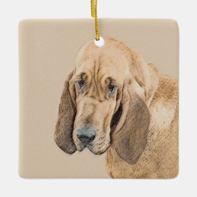 Bloodhound-Malerei - Niedliche Original Hunde-Kuns Keramikornament (Vorderseite)