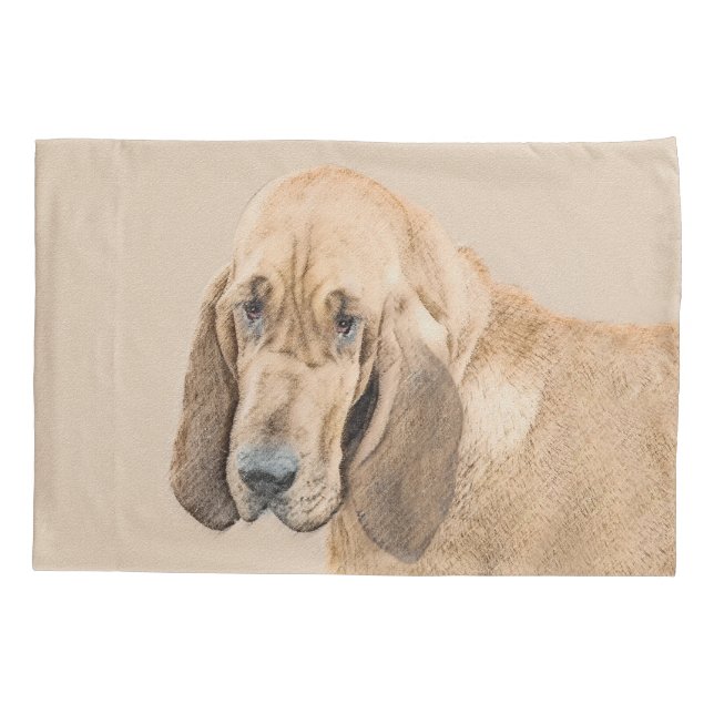 Bloodhound-Malerei - Niedliche Original Hunde-Kuns Kissenbezug (Rückseite)