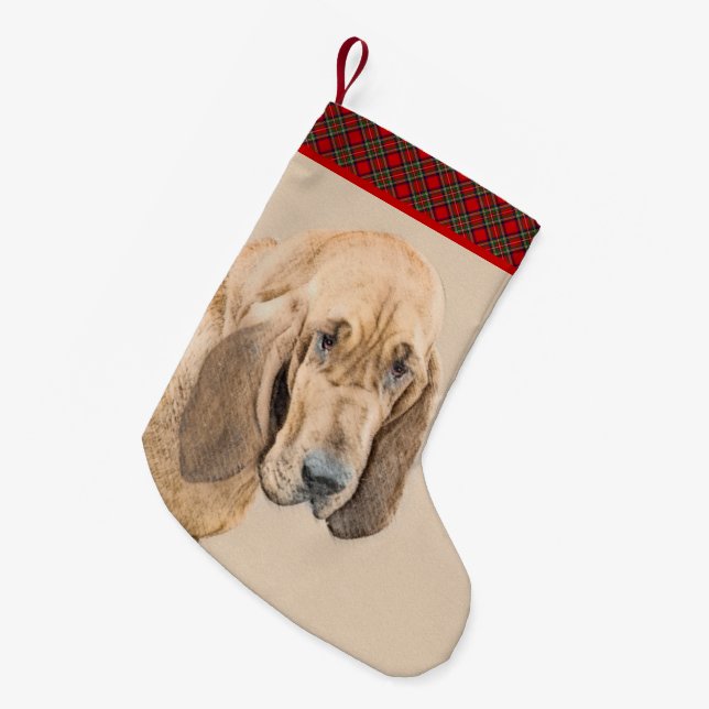 Bloodhound-Malerei - Niedliche Original Hunde-Kuns Kleiner Weihnachtsstrumpf (Vorderansicht (hängend))