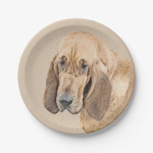 Bloodhound-Malerei - Niedliche Original Hunde-Kuns Pappteller