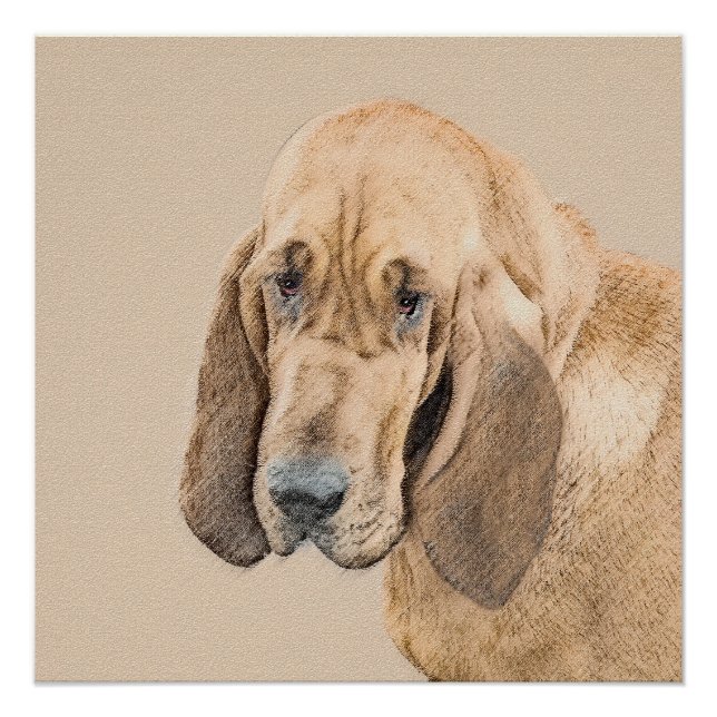 Bloodhound-Malerei - Niedliche Original Hunde-Kuns Poster (Vorderseite)
