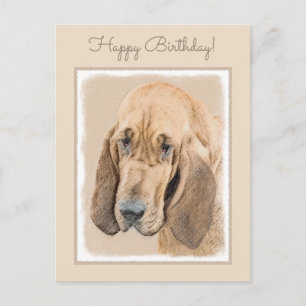 Bloodhound-Malerei - Niedliche Original Hunde-Kuns Postkarte