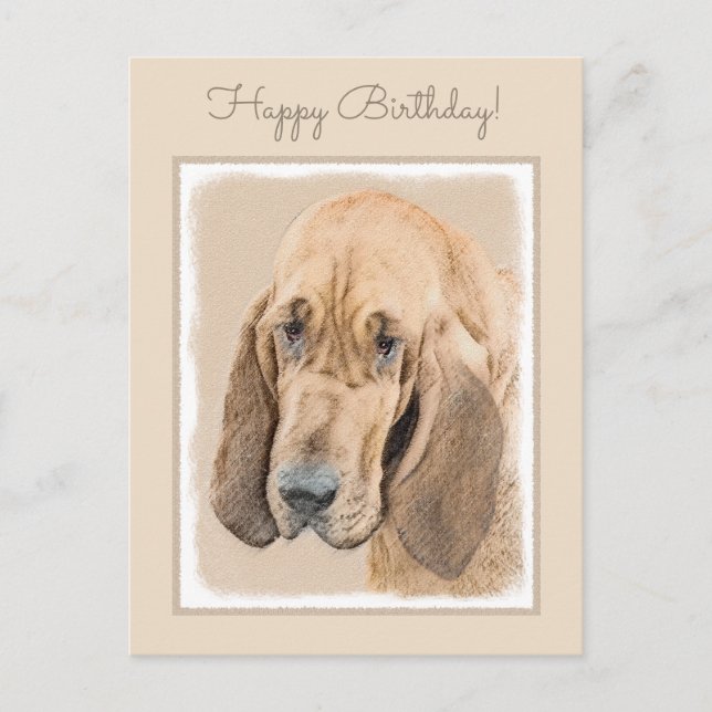 Bloodhound-Malerei - Niedliche Original Hunde-Kuns Postkarte (Vorderseite)