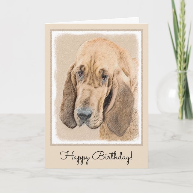Bloodhound-Malerei - Niedliche Original-Hundekunst Karte (Vorderseite)