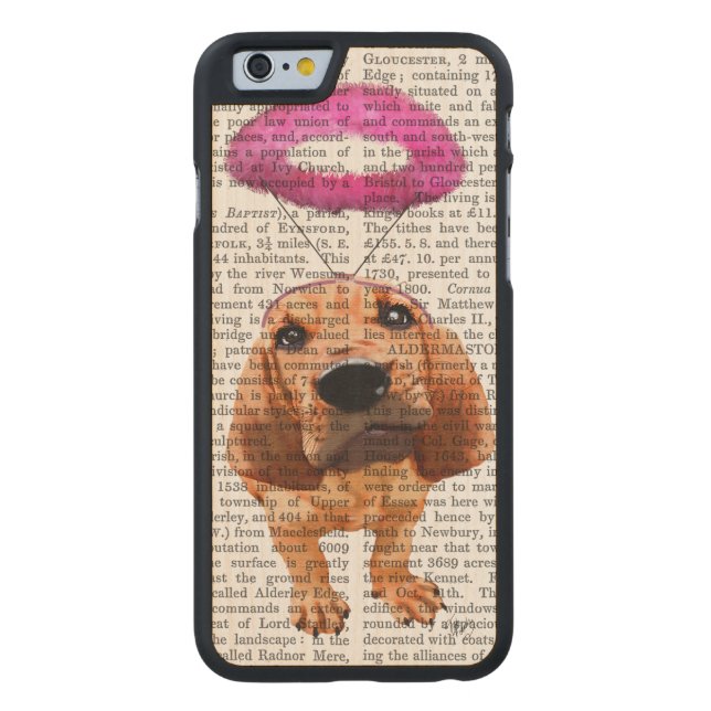 Bloodhound mit Angelic Pink Halo Carved Wood iPhone Hülle (Rückseite)