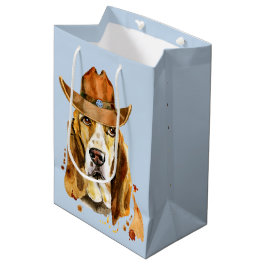 Bloodhound mit Sheriff Cowboy Hat Mittlere Geschenktüte