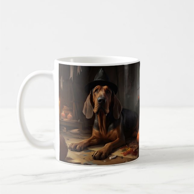 Bloodhound Pumpkins Halloween Beängstigend Kaffeetasse (Links)