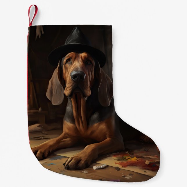 Bloodhound Pumpkins Halloween Beängstigend Kleiner Weihnachtsstrumpf (Vorderseite)