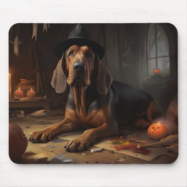 Bloodhound Pumpkins Halloween Beängstigend Mousepad (Vorne)