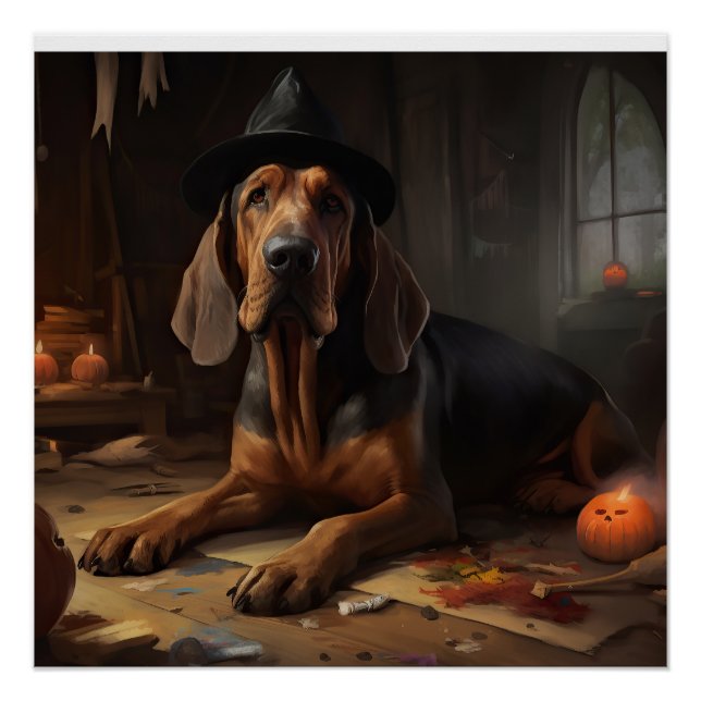 Bloodhound Pumpkins Halloween Beängstigend Poster (Vorderseite)