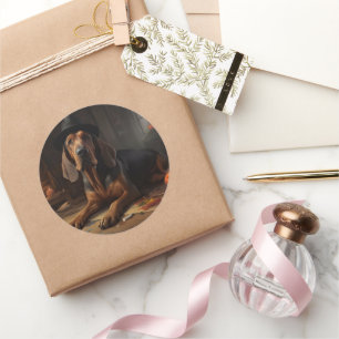 Bloodhound Pumpkins Halloween Beängstigend Runder Aufkleber