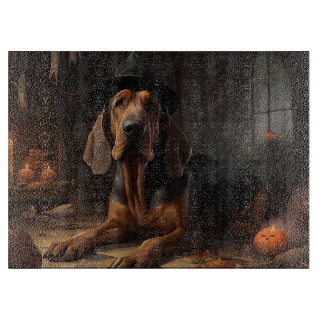 Bloodhound Pumpkins Halloween Beängstigend Schneidebrett (Vorderseite)