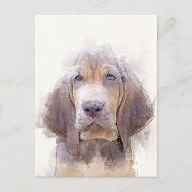 Bloodhound Puppy Portrait Postkarte (Vorderseite)
