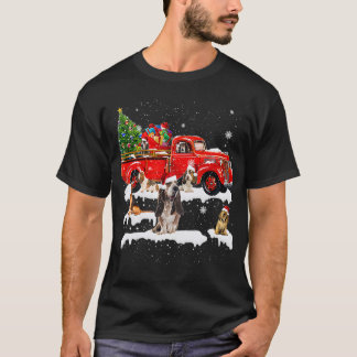 Bloodhound Riding Red Truck Xmas Frohe Weihnachten T-Shirt