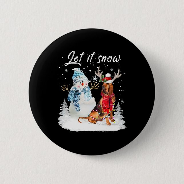 Bloodhound Santa Dog Weihnachtsschneemann Xmas Paj Button (Vorderseite)