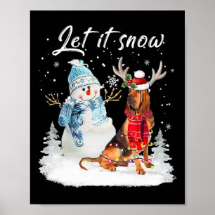 Bloodhound Santa Dog Weihnachtsschneemann Xmas Paj Poster