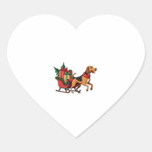 Bloodhound Sleigh Puller Herz-Aufkleber