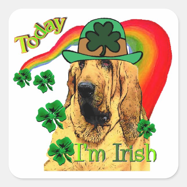 Bloodhound st Patricks Quadratischer Aufkleber (Vorderseite)