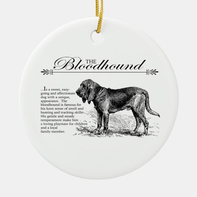 Bloodhound Vintag Storybook Style Keramik Ornament (Vorne)