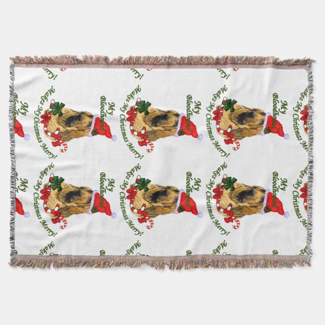 Bloodhound Weihnachten froh Decke (Vorderseite)