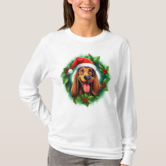 Bloodhound Weihnachtskranz T-Shirt