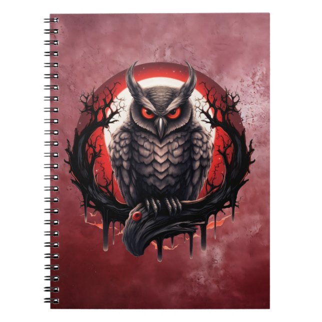 Bloodmoon Horned Owl Notizblock (Vorderseite)