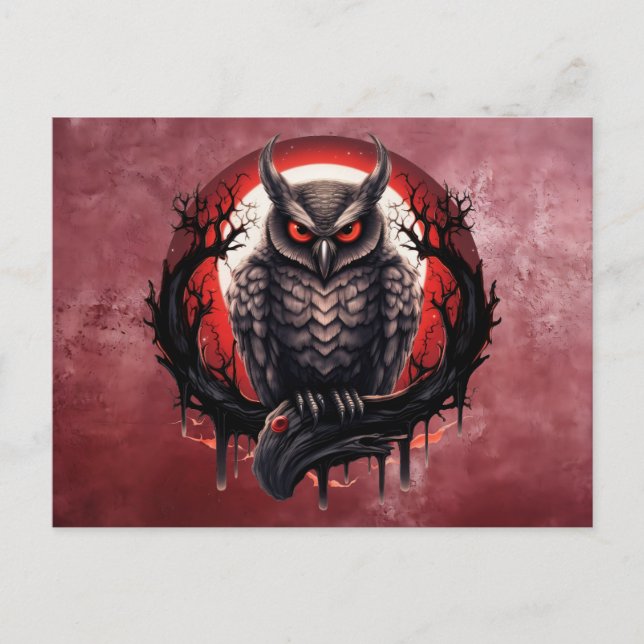 Bloodmoon Horned Owl Postkarte (Vorderseite)