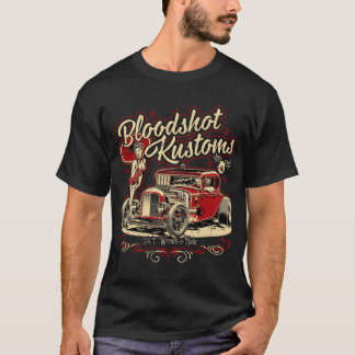 Bloodshot Kustoms - Frisierte Auto mit Pinup Girl T-Shirt