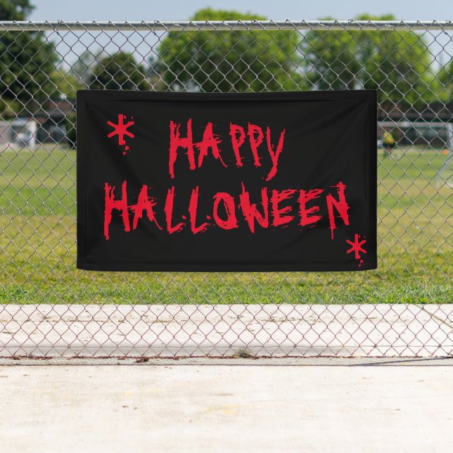 Bloody beängstigend Red Happy Halloween schwarz ro Banner (Insitu)