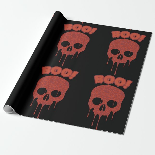 Bloody Boo Skull Halloween Geschenkpapier (Ungerollt)