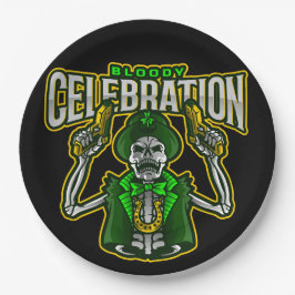 Bloody Celebration Skeleton Leprechaun Papierplatt Pappteller