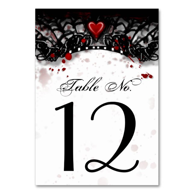 Bloody Elegant Matching Halloween Table Cards Tischnummer (Vorderseite)