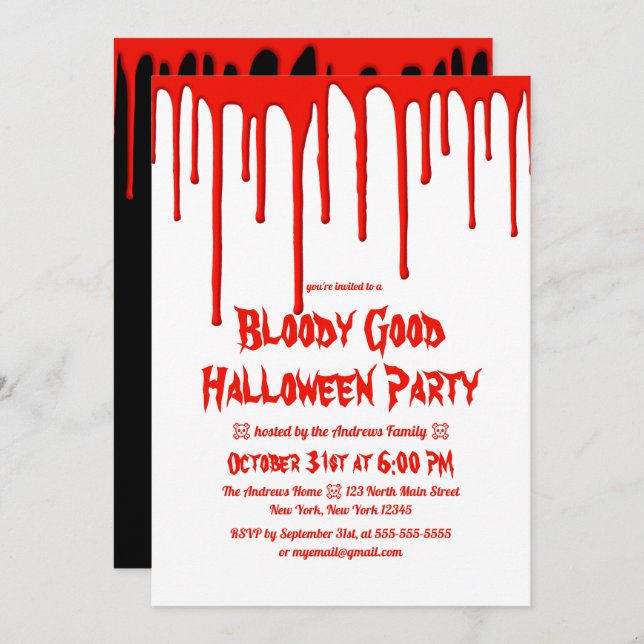 Bloody Good Red Dripping Blood Halloween-Party Einladung (Vorne/Hinten)