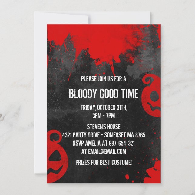 Bloody Good Time Creepy Halloween-Party Einladung (Vorderseite)