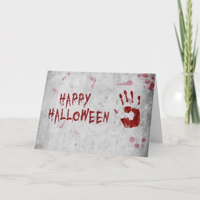 Bloody Handprint Halloween Karte (Vorderseite)