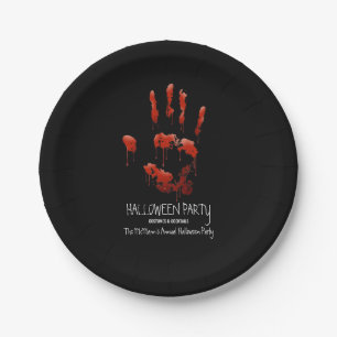 Bloody Handprint Halloween Pappteller